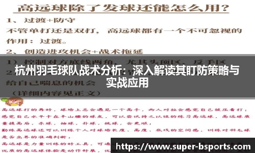 杭州羽毛球队战术分析：深入解读其盯防策略与实战应用